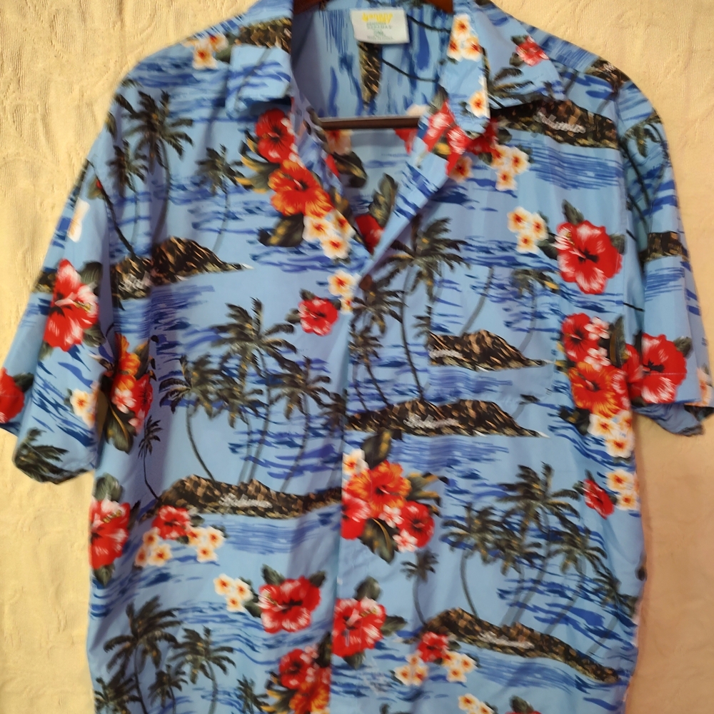 Banana Bay Men's Blue Floral Island Shirt Size 2XL